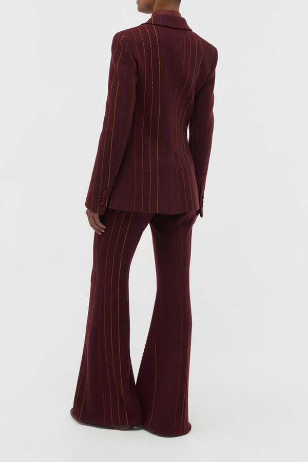Gabriela Hearst Leiva Blazer In Burnt Sienna Multi Pinstripe Wool Cashmere