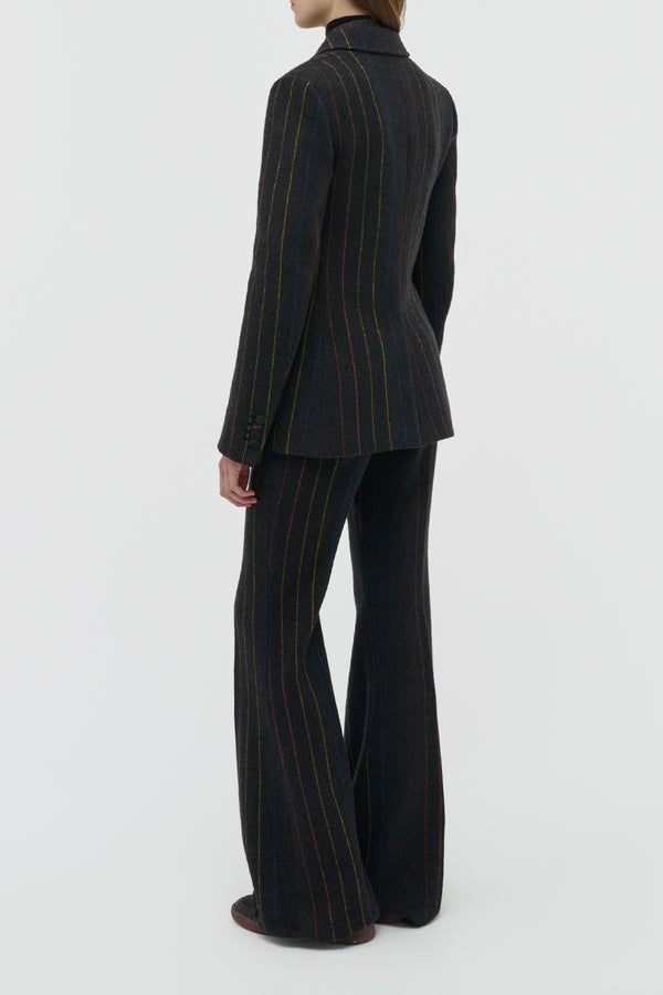 Gabriela Hearst Leiva Blazer In Charcoal Multi Pinstripe Wool Cashmere