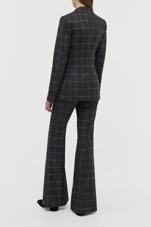 Gabriela Hearst Leiva Blazer In Charcoal Multi Wool Silk Clubcheck Plaid