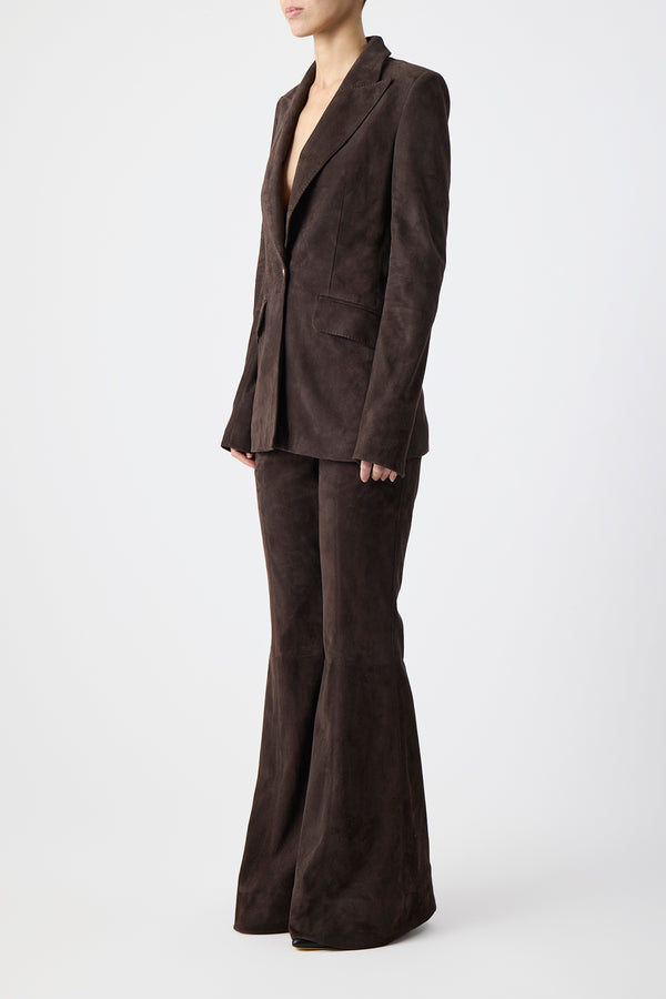Gabriela Hearst Leiva Blazer In Dark Chocolate Suede