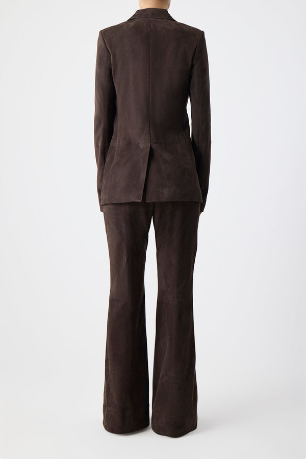 Gabriela Hearst Leiva Blazer In Dark Chocolate Suede