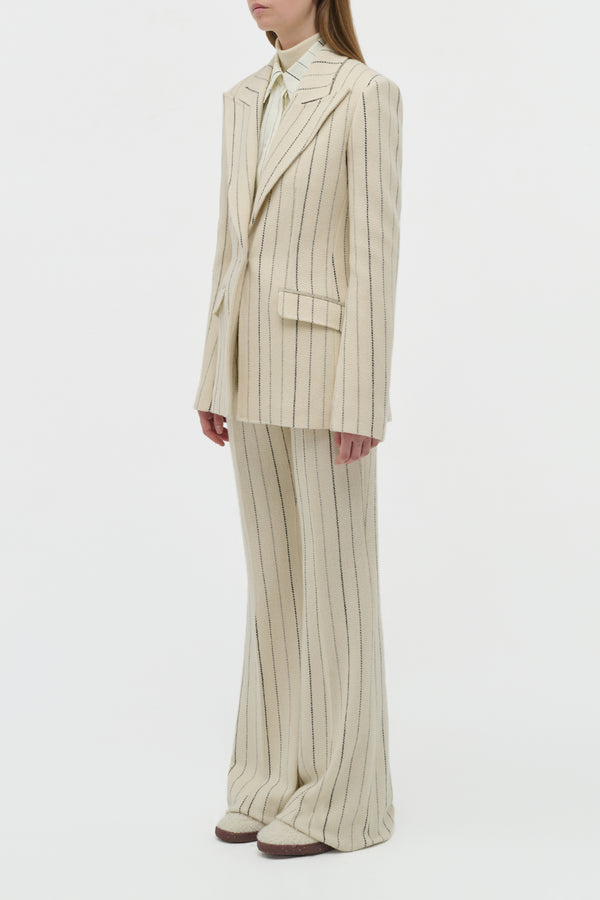 Gabriela Hearst Leiva Blazer In Ivory Multi Pinstripe Wool Cashmere