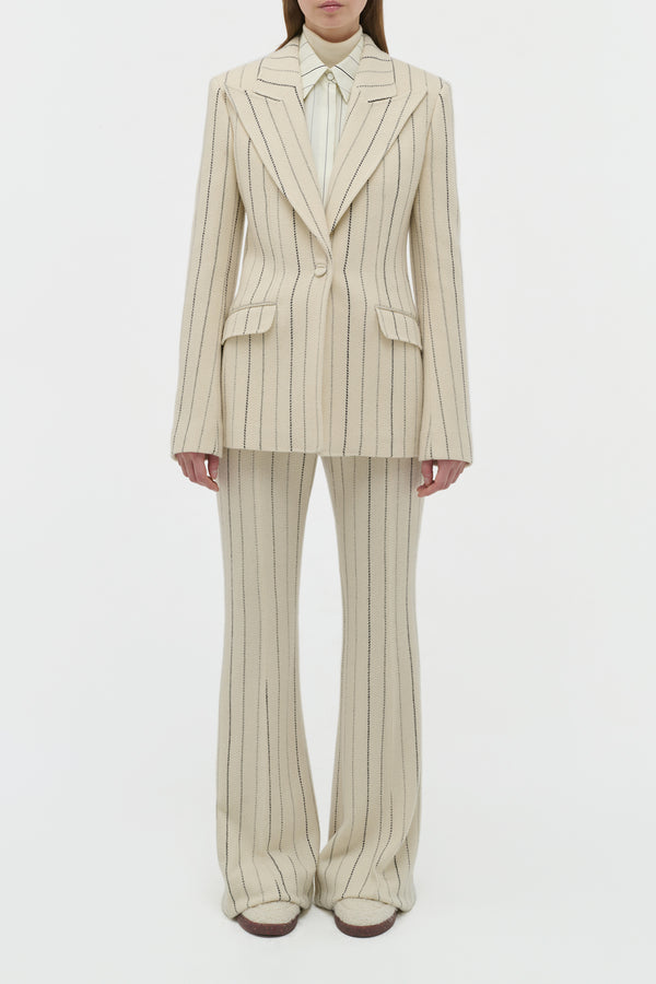 Gabriela Hearst Leiva Blazer In Ivory Multi Pinstripe Wool Cashmere