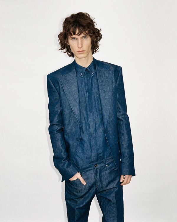 Gabriela Hearst Leiva Blazer In Recycled Cotton Linen Denim