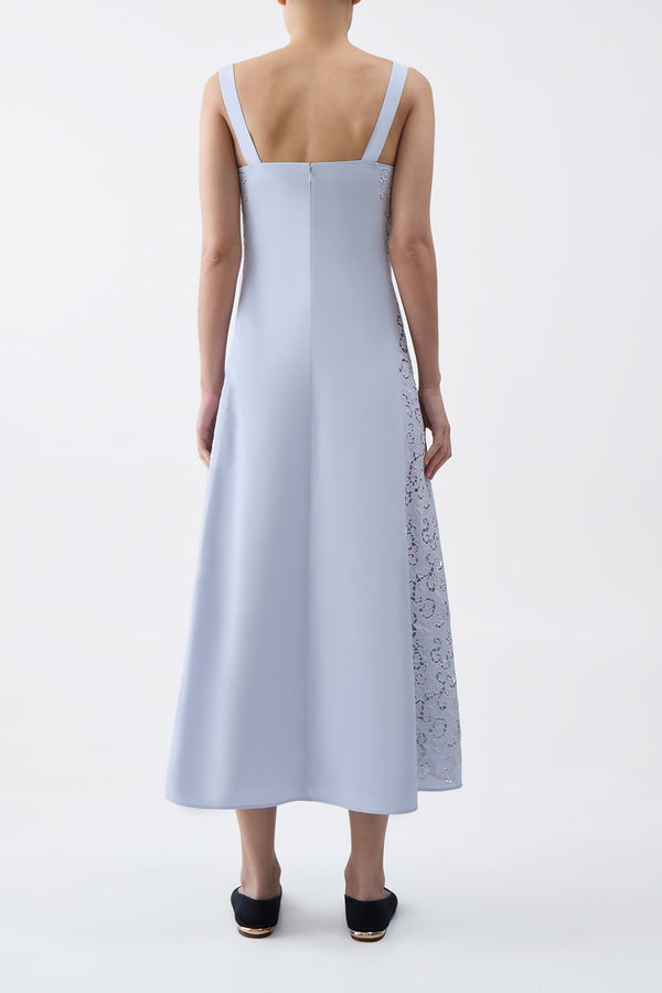 Gabriela Hearst Lenya Lace Midi Dress In Light Blue Sea Island Cotton