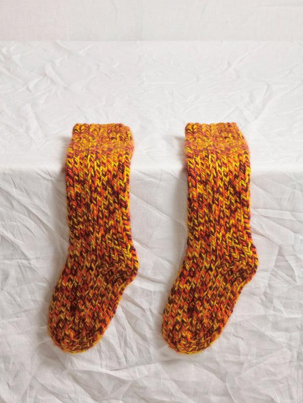 Gabriela Hearst Leto Knit Socks In Cadmium Yellow Spice & Bordeaux Cashmere
