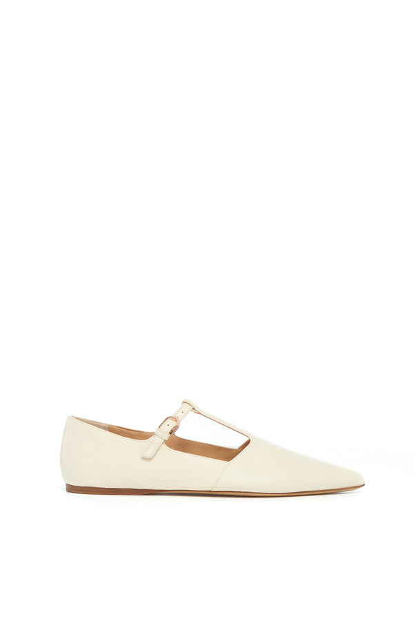 gabriela hearst Lola Ballerina Flat Shoe in Cream Nappa Leather