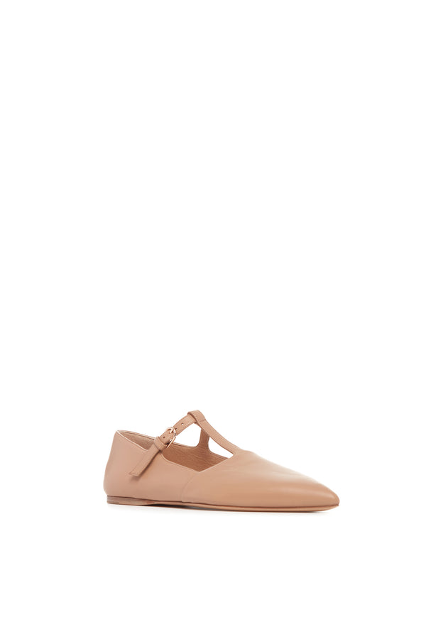 Gabriela Hearst Lola Ballerina Flat Shoe In Dark Camel Nappa Leather