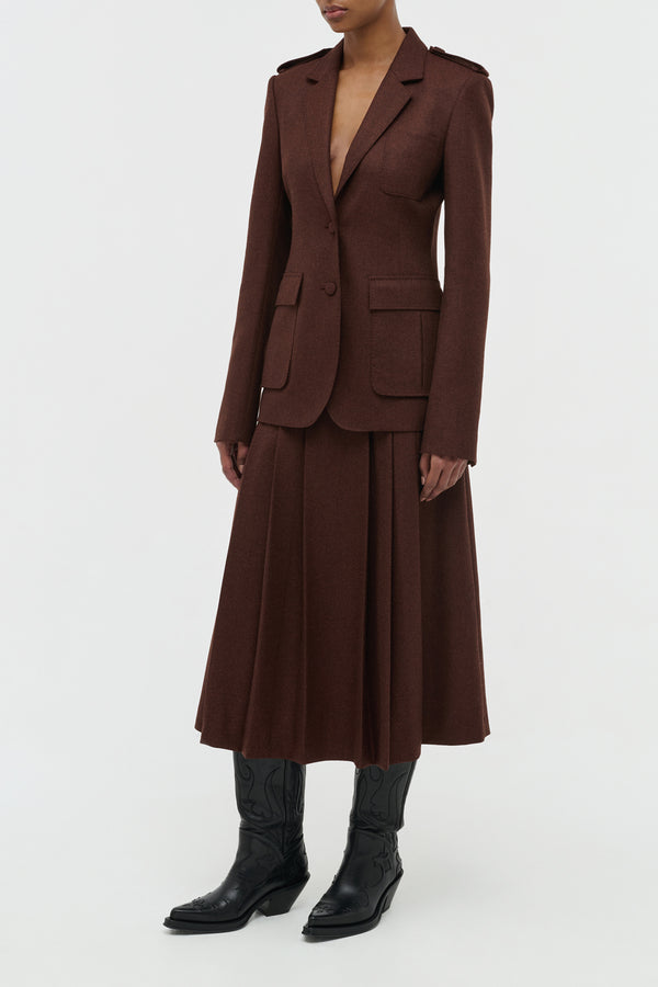 Gabriela Hearst Louisa Blazer In Burnt Sienna Wool Cashmere Flannel