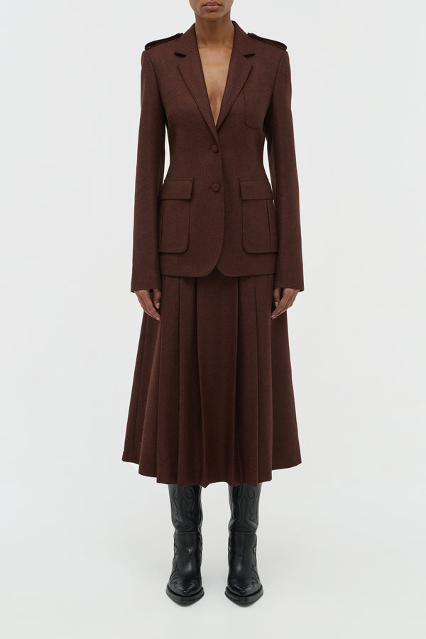 Gabriela Hearst Louisa Blazer In Burnt Sienna Wool Cashmere Flannel