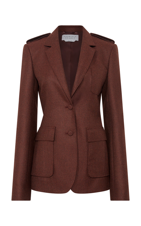 gabriela hearst Louisa Blazer in Burnt Sienna Wool Cashmere Flannel