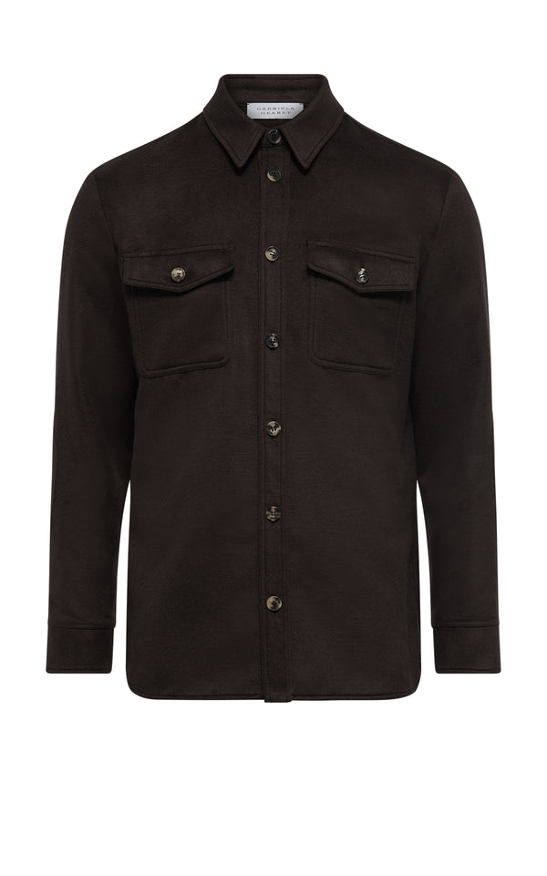 gabriela hearst Lucas Overshirt in Chocolate Winter Silk