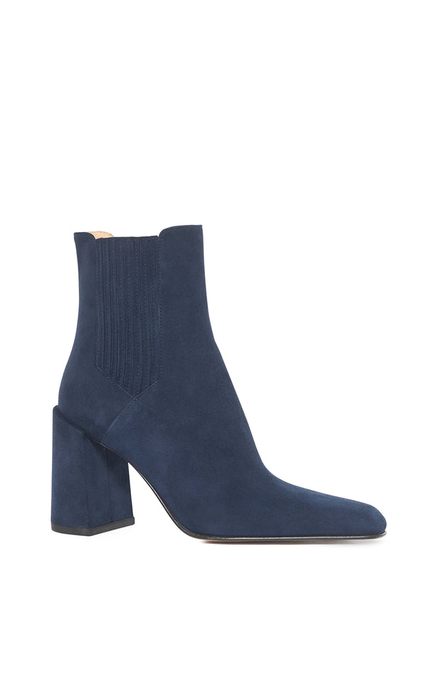 Gabriela Hearst Luke High Heel Ankle Boot In Navy Suede