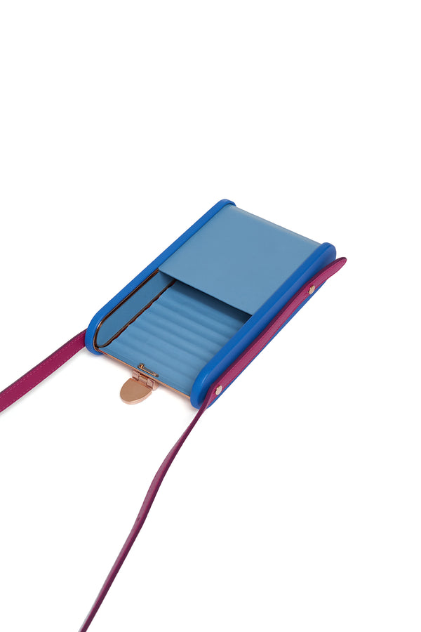 Gabriela Hearst Mabel Crossbody Phone Case In Pale Blue Cobalt & Violet Nappa Leather