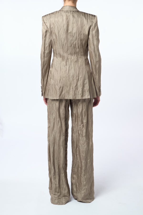 Gabriela Hearst Mairi Blazer In Gunmetal Metallic Crinkled Silk