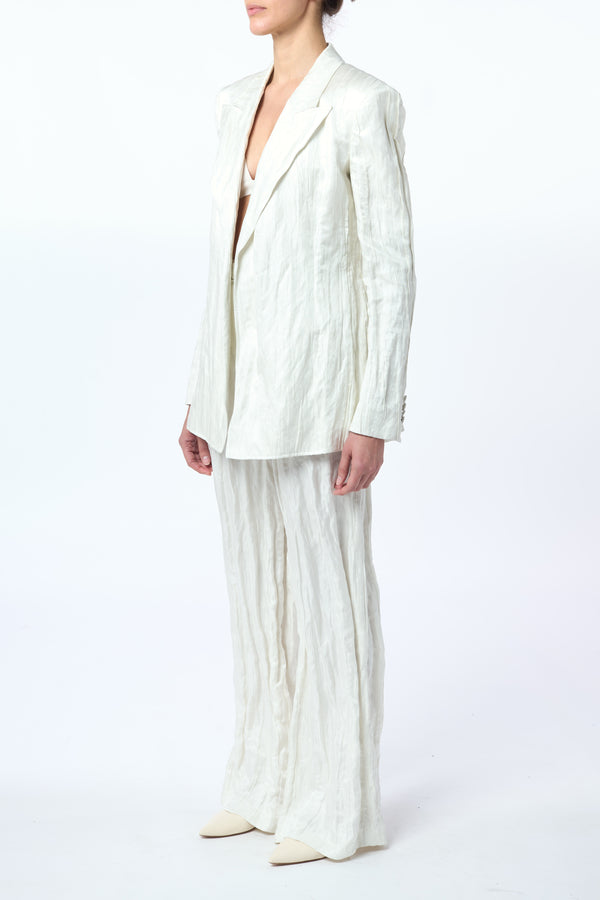 Gabriela Hearst Mairi Blazer In Ivory Metallic Crinkled Silk