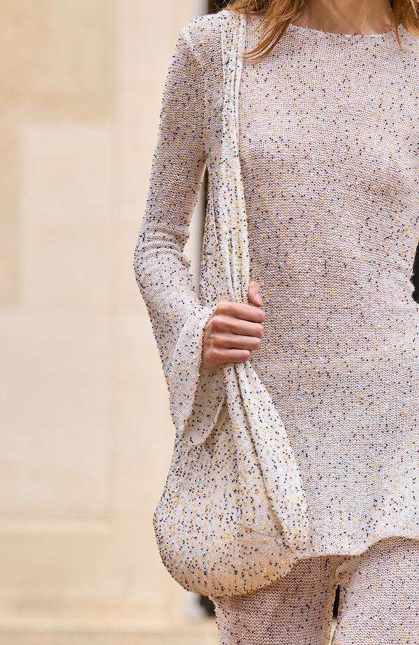 Gabriela Hearst Manasa Knit Hobo Bag In Ivory Multi Beaded Cashmere