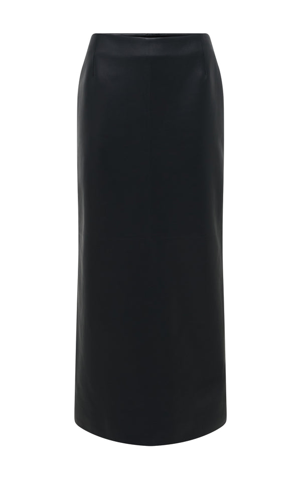 gabriela hearst Manuela Midi Skirt in Black Soft Leather