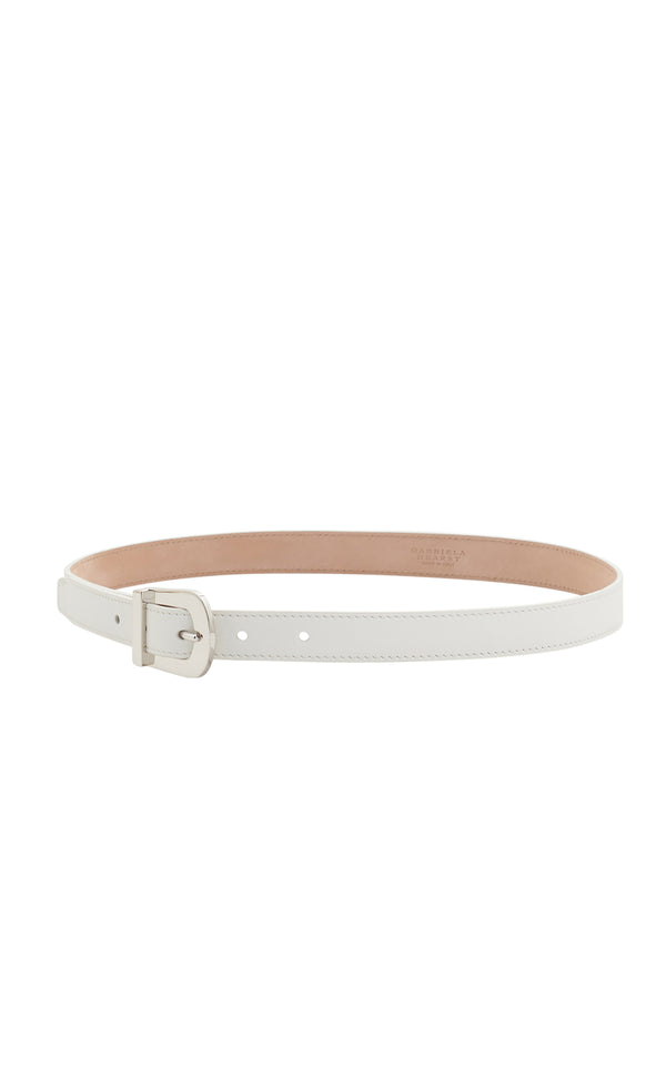 Gabriela Hearst Marija Buckle Belt In Ivory Leather