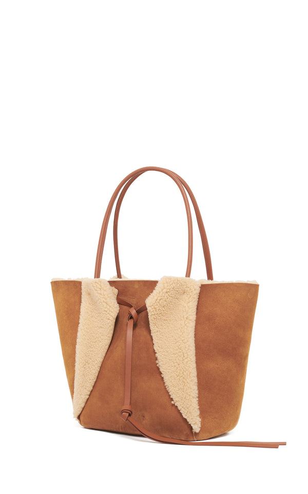 Gabriela Hearst Marija Tote Bag In Cognac Shearling