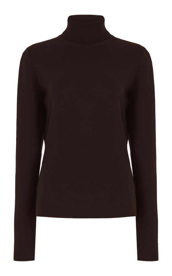 gabriela hearst May Knit Turtleneck in Chocolate Merino Wool Cashmere