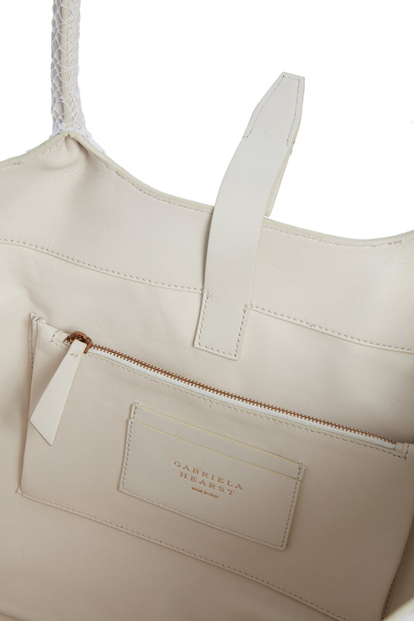Gabriela Hearst Mcewan Tote Bag In Ivory Leather With Cotton Macrame
