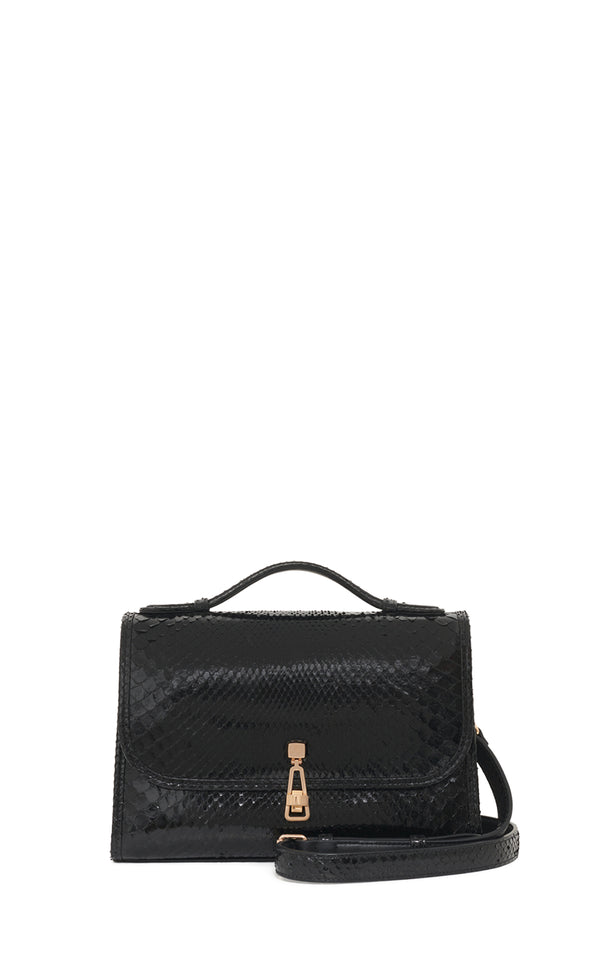 Gabriela Hearst Medium Leonora Flap Bag In Black Snakeskin With Sunglasses Pouch