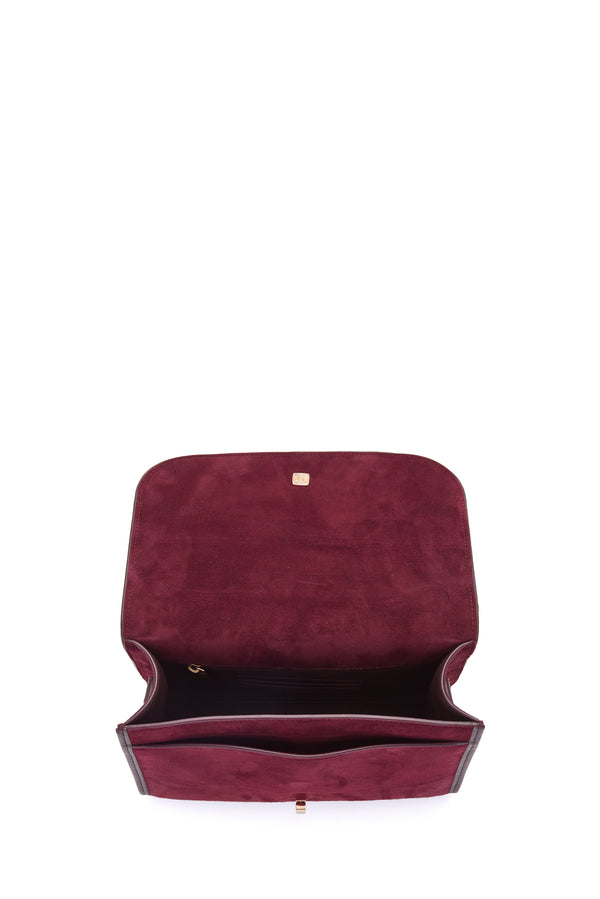 Gabriela Hearst Medium Leonora Flap Bag In Bordeaux Suede