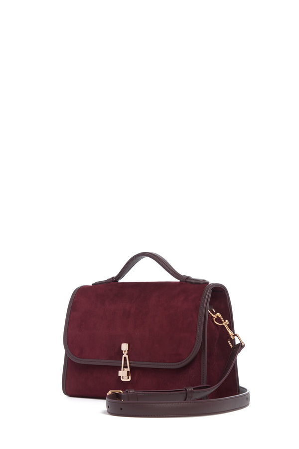 Gabriela Hearst Medium Leonora Flap Bag In Bordeaux Suede