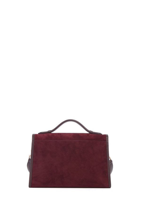 Gabriela Hearst Medium Leonora Flap Bag In Bordeaux Suede