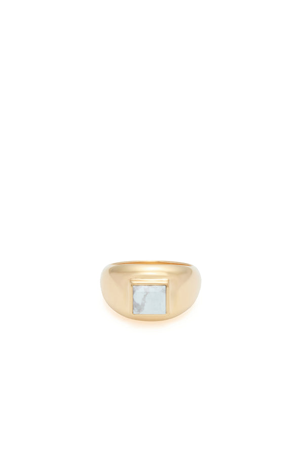 Gabriela Hearst Medium Ring In 18K Yellow Gold & Howlite Stone