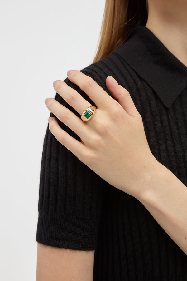 Gabriela Hearst Medium Ring In 18K Yellow Gold & Malachite Stone