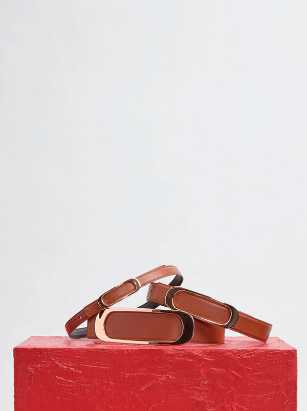 Gabriela Hearst Medium Timon Reversible Belt In Cognac & Black Leather