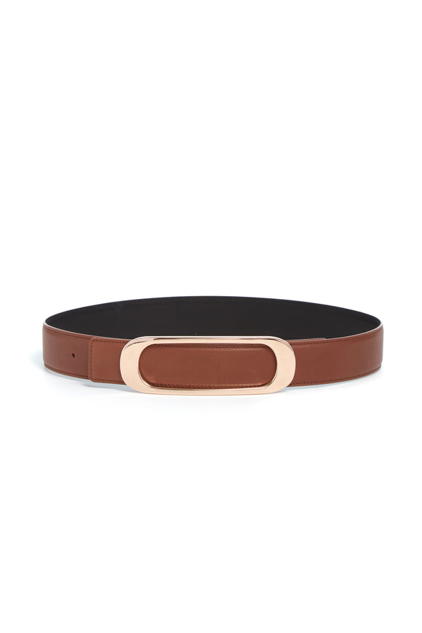 gabriela hearst Medium Timon Reversible Belt in Cognac & Black Leather