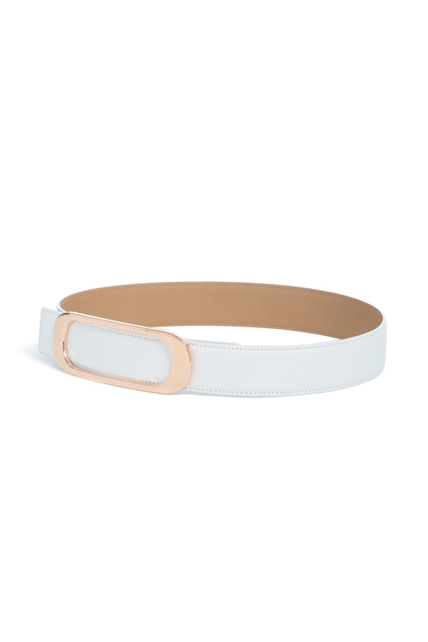 Gabriela Hearst Medium Timon Reversible Belt In Ivory & Nude Leather