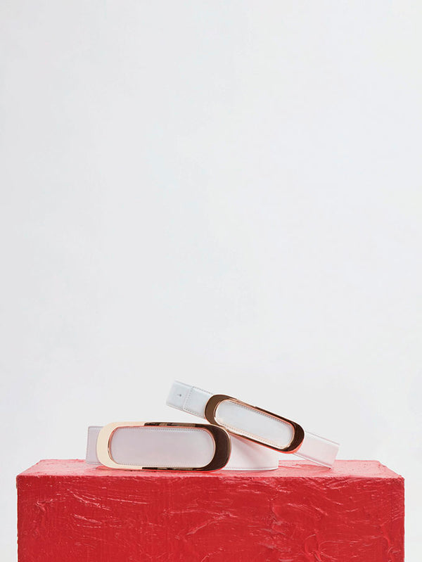 Gabriela Hearst Medium Timon Reversible Belt In Ivory & Nude Leather