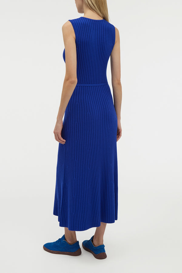 Gabriela Hearst Meier Knit Midi Dress In Cobalt Merino Wool Cashmere