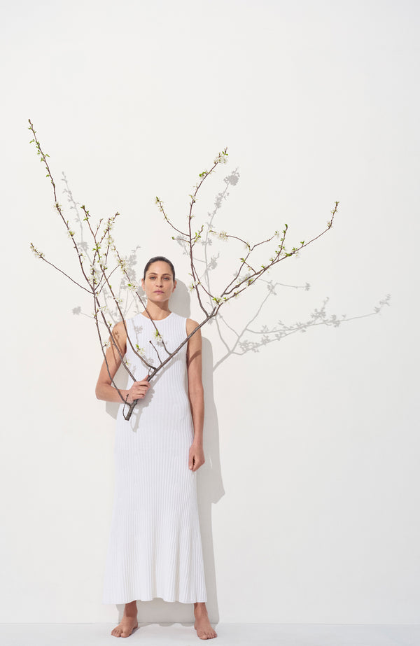 Gabriela Hearst Meier Knit Midi Dress In Ivory Merino Wool Cashmere