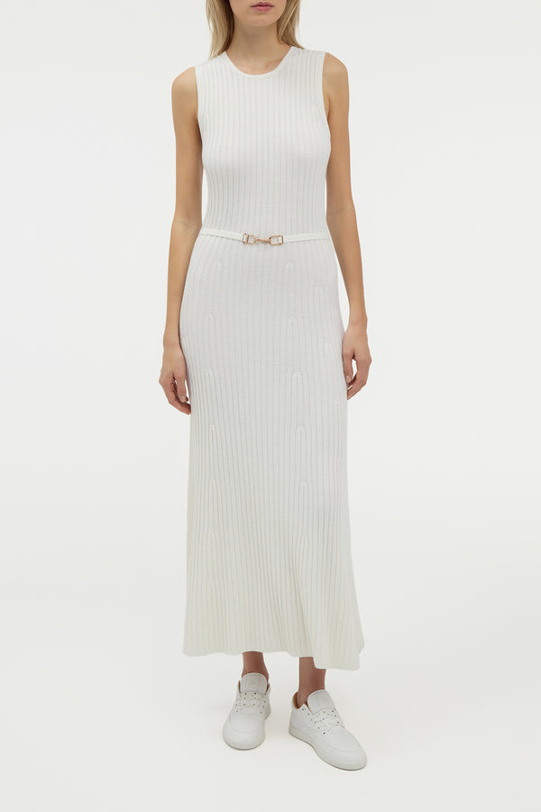 Gabriela Hearst Meier Knit Midi Dress In Ivory Merino Wool Cashmere