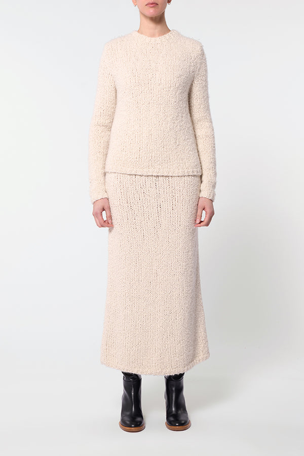 Gabriela Hearst Milne Knit Maxi Skirt In Ivory Cashmere Boucle