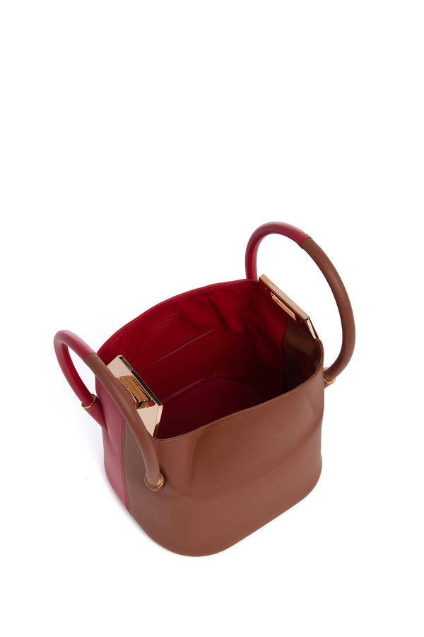 Gabriela Hearst Mini Baez Bag In Cognac & Red Nappa Leather