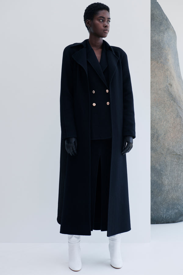 Gabriela Hearst Morelos Midi Skirt In Black Double-Face Recycled Cashmere