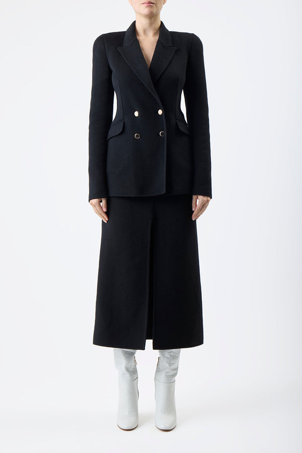 Gabriela Hearst Morelos Midi Skirt In Black Double-Face Recycled Cashmere