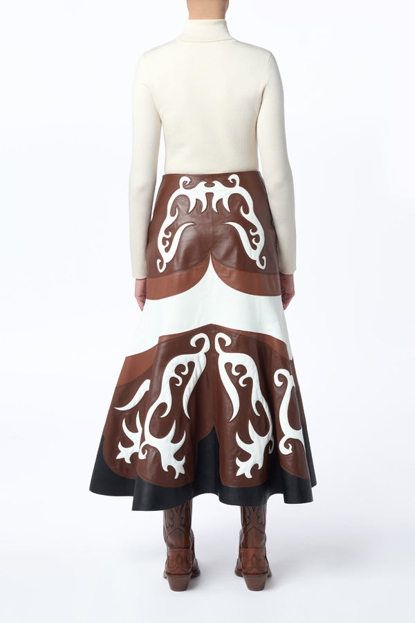 Gabriela Hearst Morton Western Midi Skirt In Multi Nappa Leather