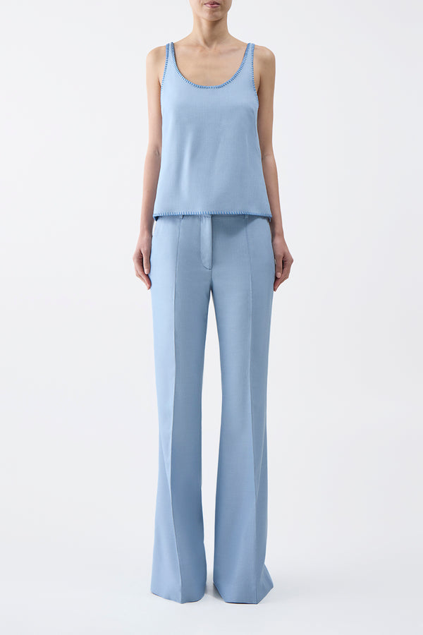 Gabriela Hearst Muriel Tank Top In Stone Blue Silk Virgin Wool