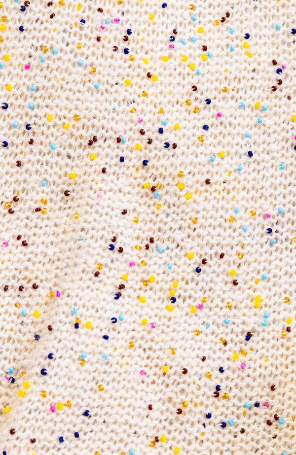 Gabriela Hearst Nello Knit Sweater In Ivory Multi Beaded Cashmere