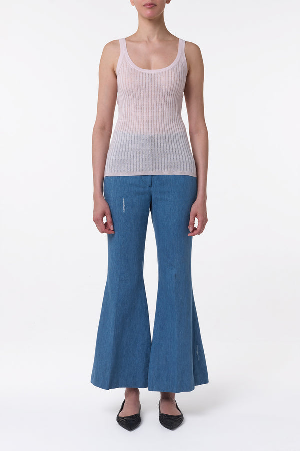 Gabriela Hearst Nevin Pointelle Knit Tank Top In Pale Blush Cashmere Silk
