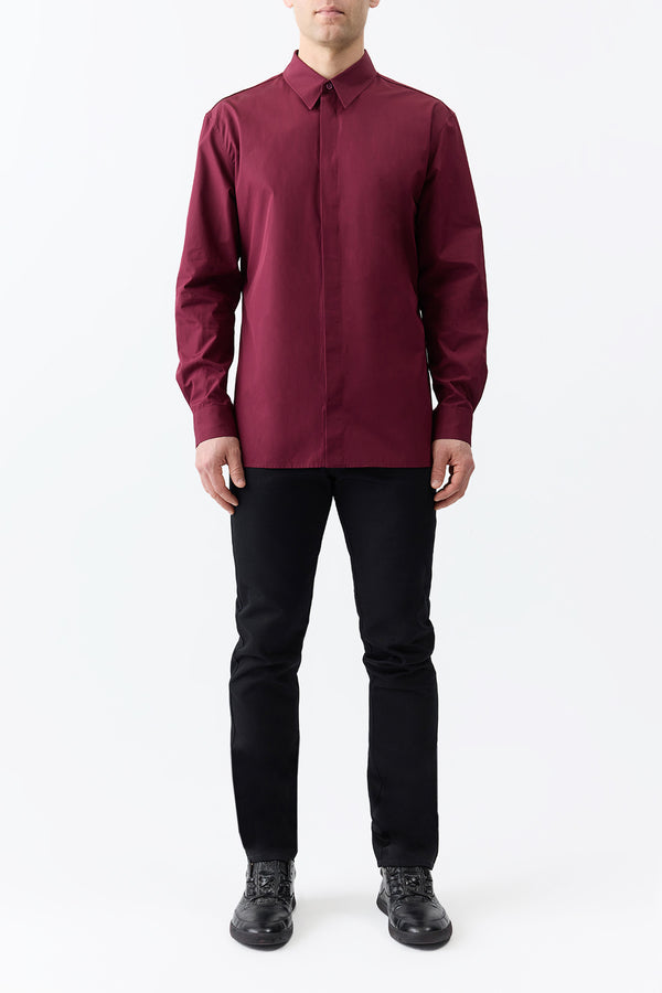 Gabriela Hearst Nicolas Shirt In Bordeaux Sea Island Cotton