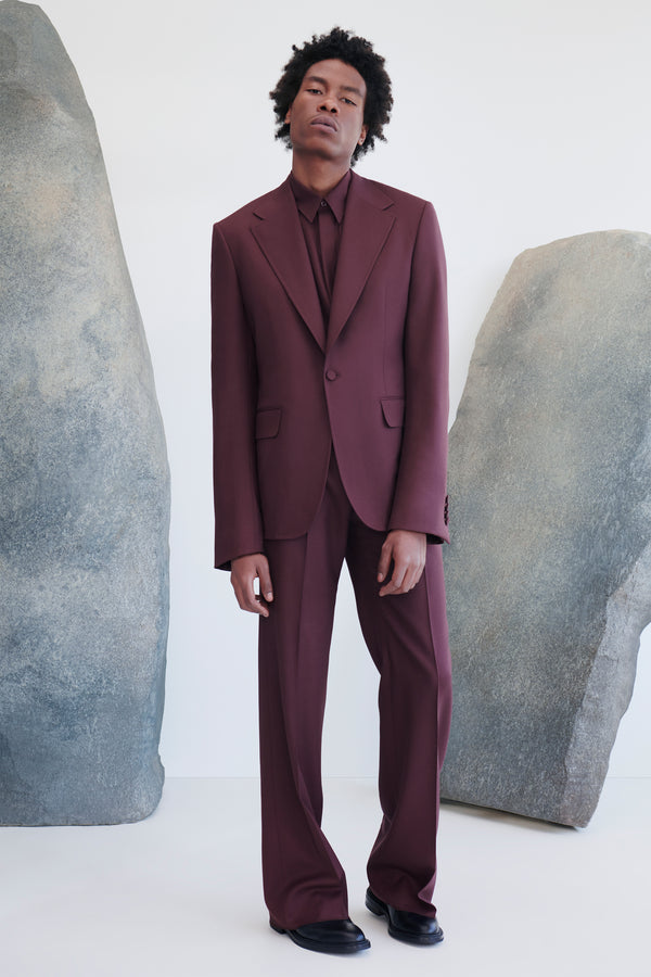 Gabriela Hearst Nicolas Shirt In Deep Bordeaux Virgin Wool Twill