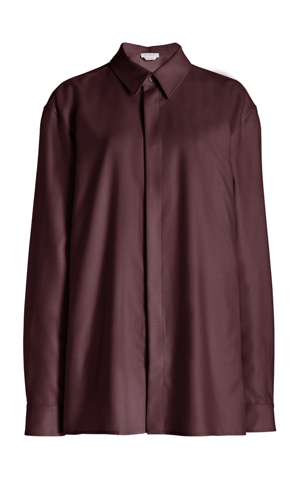gabriela hearst Nicolas Shirt in Deep Bordeaux Virgin Wool Twill